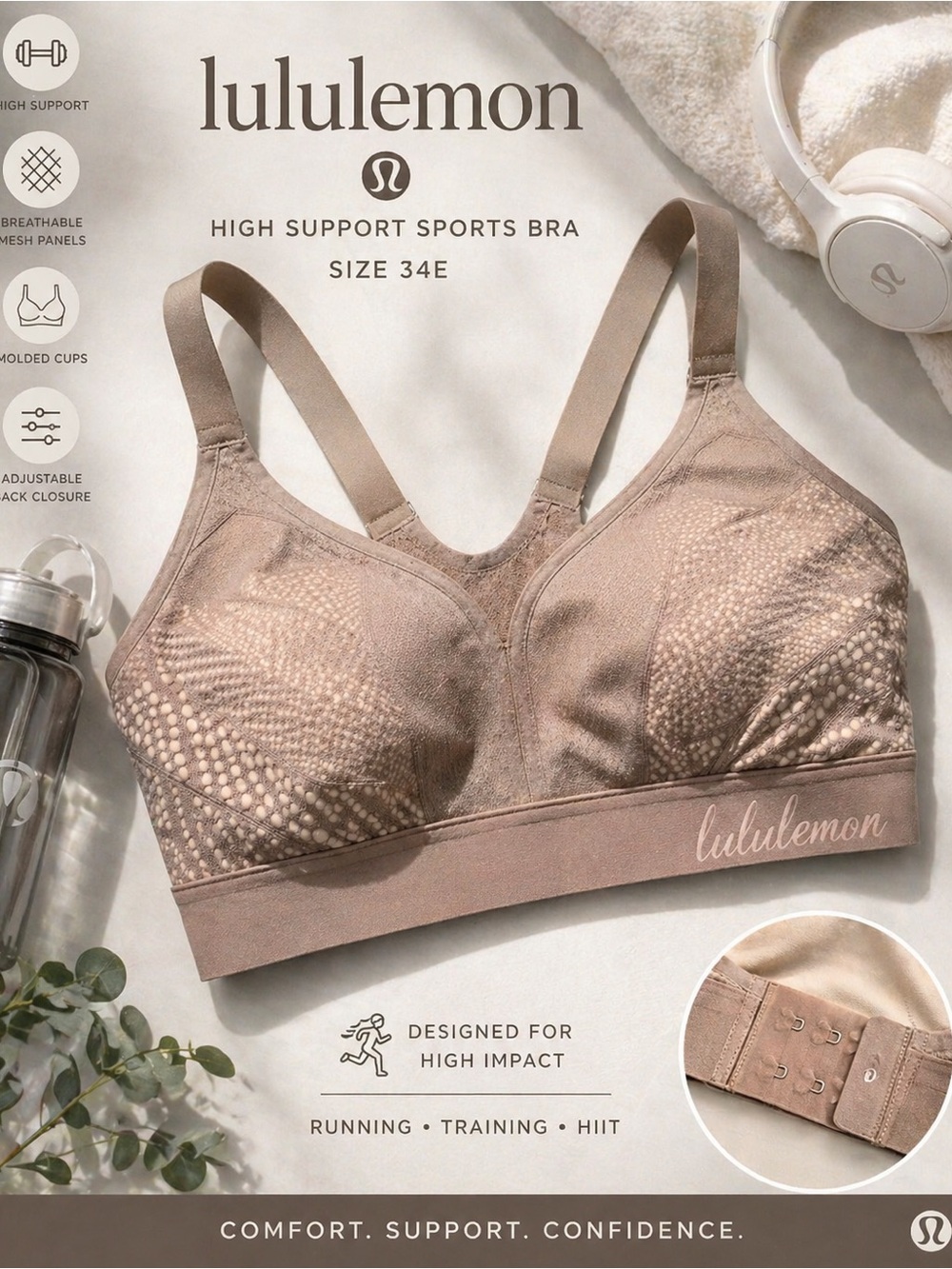 lululemon athletica High Support Sports Bra in Taupe